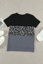 Load image into Gallery viewer, Leopard Print Color Block Short Sleeve T-Shirt
