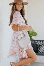 Load image into Gallery viewer, Floral Drawstring Waist Ruffled Surplice Dress
