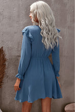 Load image into Gallery viewer, Ruffled V-Neck Flounce Sleeve Textured Dress
