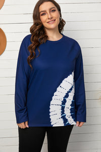 Plus Size Tie-Dye Raglan Sleeve Top