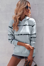 Load image into Gallery viewer, Striped Drop Shoulder Hoodie with Kangaroo Pocket
