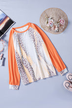 Load image into Gallery viewer, Plus Size Animal Print Contrast Raglan Sleeve Top
