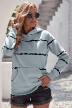 Load image into Gallery viewer, Striped Drop Shoulder Hoodie with Kangaroo Pocket
