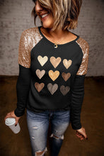 Load image into Gallery viewer, Contrast Sequin Heart Graphic Raglan Sleeve Top
