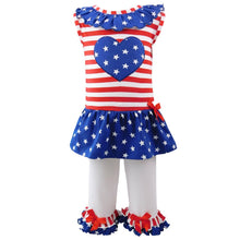 Load image into Gallery viewer, AnnLoren Big Little Girls&#39; 4th Of July Star Heart Tunic Leggings Toddler Holiday Clothing
