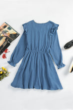 Load image into Gallery viewer, Ruffled V-Neck Flounce Sleeve Textured Dress
