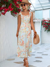 Load image into Gallery viewer, Floral Tie-Shoulder Sweetheart Neck Dress
