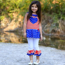 Load image into Gallery viewer, AnnLoren Big Little Girls&#39; 4th Of July Star Heart Tunic Leggings Toddler Holiday Clothing
