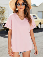 Load image into Gallery viewer, High-Low Side Slit V-Neck Tee
