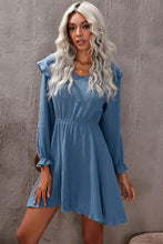 Load image into Gallery viewer, Ruffled V-Neck Flounce Sleeve Textured Dress
