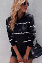 Load image into Gallery viewer, Striped Drop Shoulder Hoodie with Kangaroo Pocket
