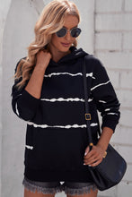 Load image into Gallery viewer, Striped Drop Shoulder Hoodie with Kangaroo Pocket
