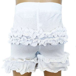 AnnLoren Baby Girls White Ruffle Butt Shorts