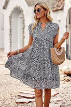 Load image into Gallery viewer, Floral Flutter Sleeve Notched Neck Tiered Dress
