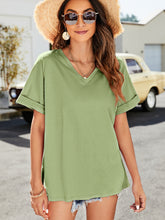 Load image into Gallery viewer, High-Low Side Slit V-Neck Tee
