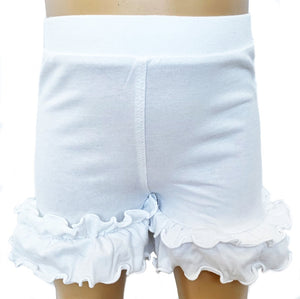 AnnLoren Baby Girls White Ruffle Butt Shorts