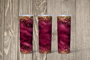 Burgundy & Gold Glitter Skinny 20oz Tumbler