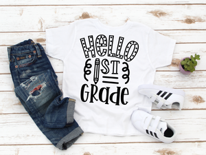 Hello 1st Grade Coloring Shirt-Youth Sizes