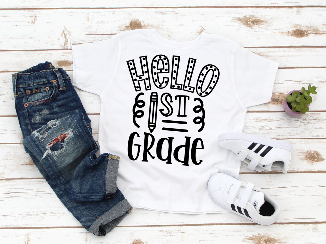 Hello 1st Grade Coloring Shirt-Youth Sizes