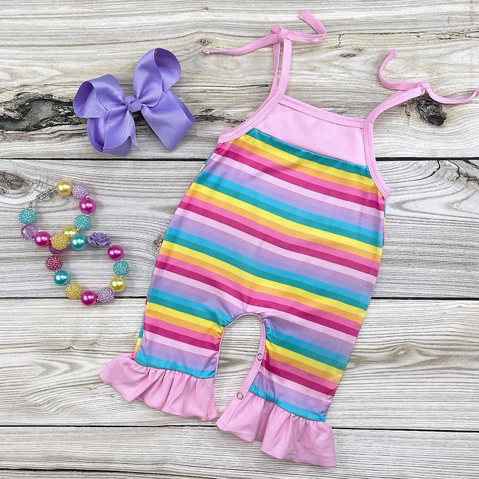 Okie & Lou Rainbow Stripe Romper