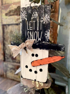 Let It Snow Hand Painted Snowman Sign