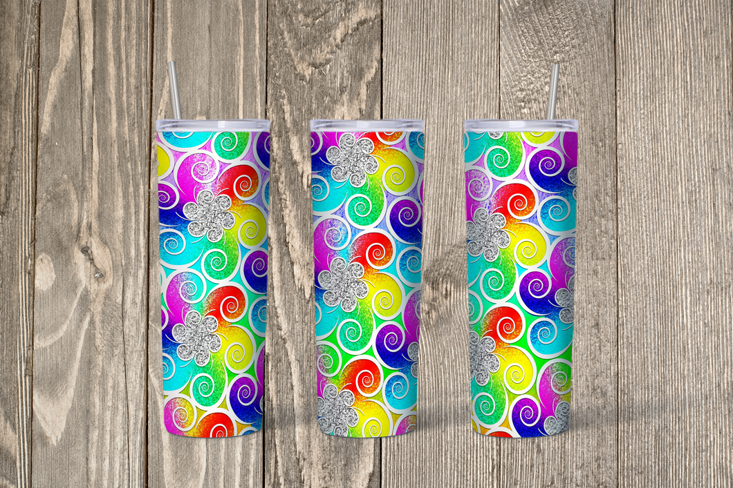 Rainbow Floral Skinny 20oz Tumbler