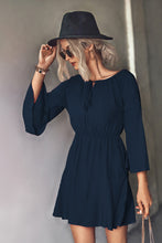 Load image into Gallery viewer, Tie Neck Flare Sleeve Mini Dress
