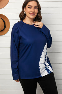 Plus Size Tie-Dye Raglan Sleeve Top