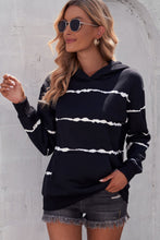 Load image into Gallery viewer, Striped Drop Shoulder Hoodie with Kangaroo Pocket
