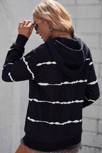 Load image into Gallery viewer, Striped Drop Shoulder Hoodie with Kangaroo Pocket
