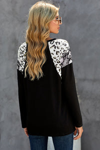 Leopard Snakeskin Print Dropped Shoulder Top