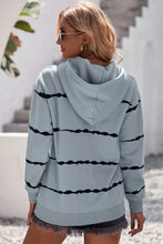 Load image into Gallery viewer, Striped Drop Shoulder Hoodie with Kangaroo Pocket
