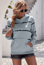 Load image into Gallery viewer, Striped Drop Shoulder Hoodie with Kangaroo Pocket
