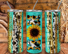 Load image into Gallery viewer, Sunflower Mom Western Sunflower Cow Print Tumbler
