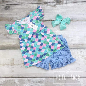 Pete & Lucy Mermaid Tails 2 Pc Short Set