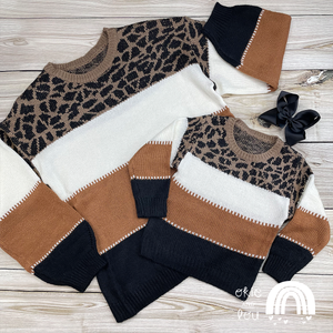 PREORDER Okie & Lou Mommy & Me Leopard Sweater-Kid Sizes