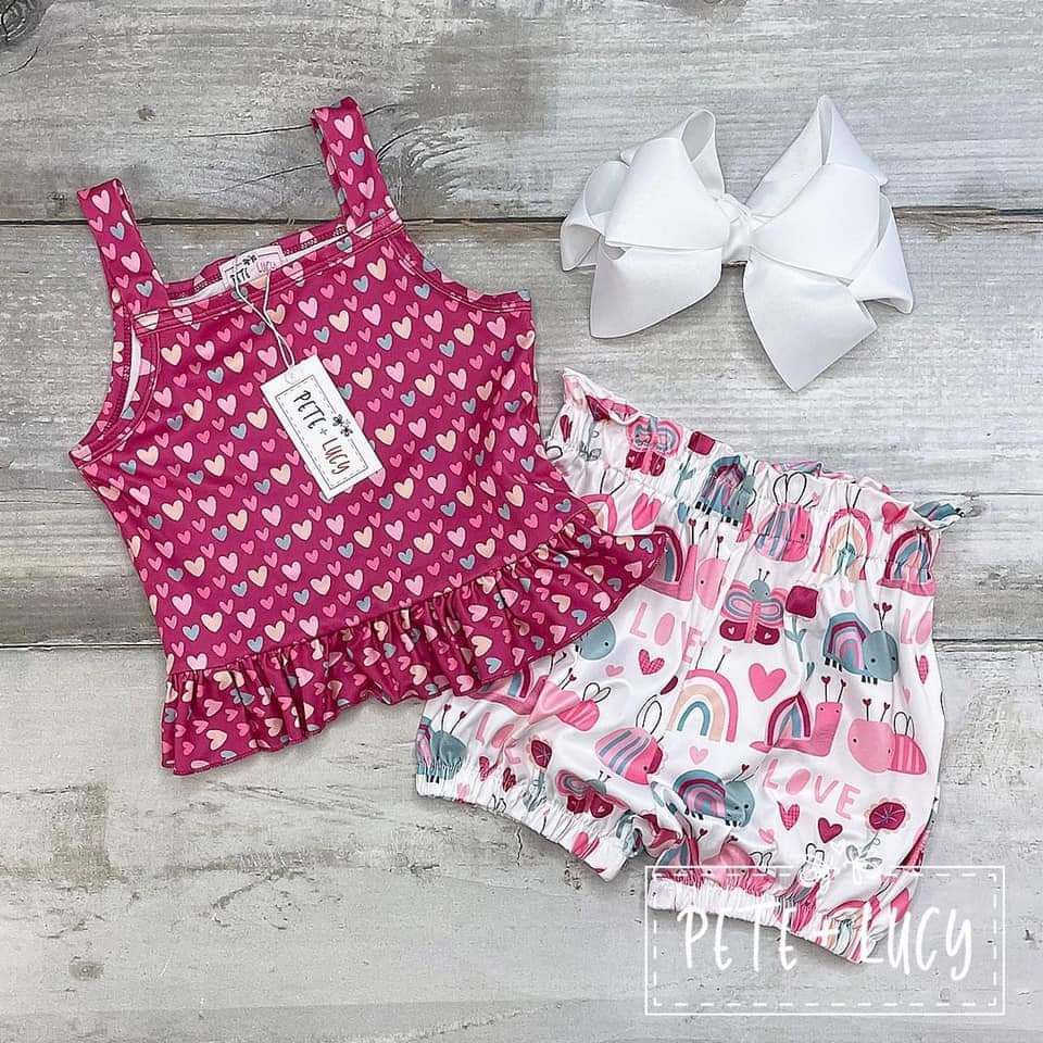 Pete & Lucy Love Bug 2 Pc Short Set